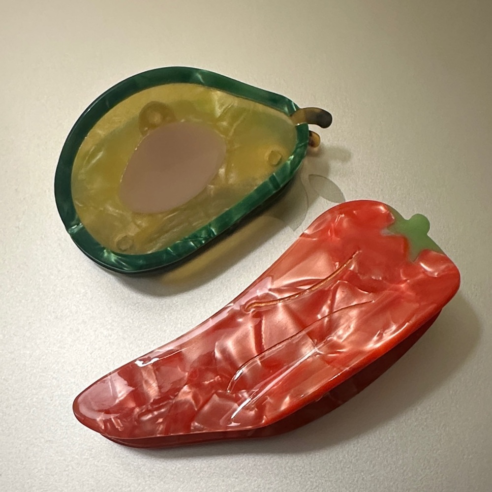 Avocado 🥑 and Chili Pepper 🌶️ Hair Clips